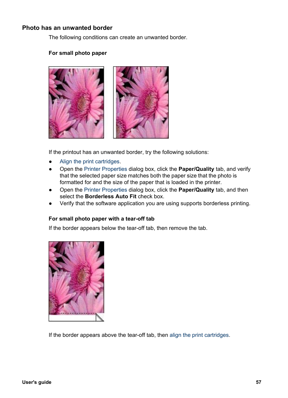 Photo has an unwanted border, An unwanted border, follow these, Guidelines | HP 3900 series User Manual | Page 59 / 72