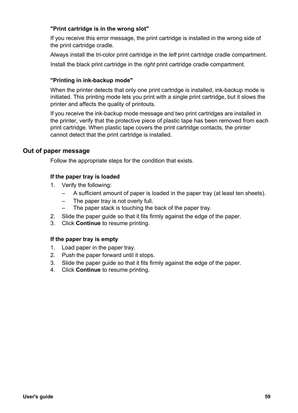 Out of paper message, Follow these, Guidelines | These | HP 3900 series User Manual | Page 61 / 72