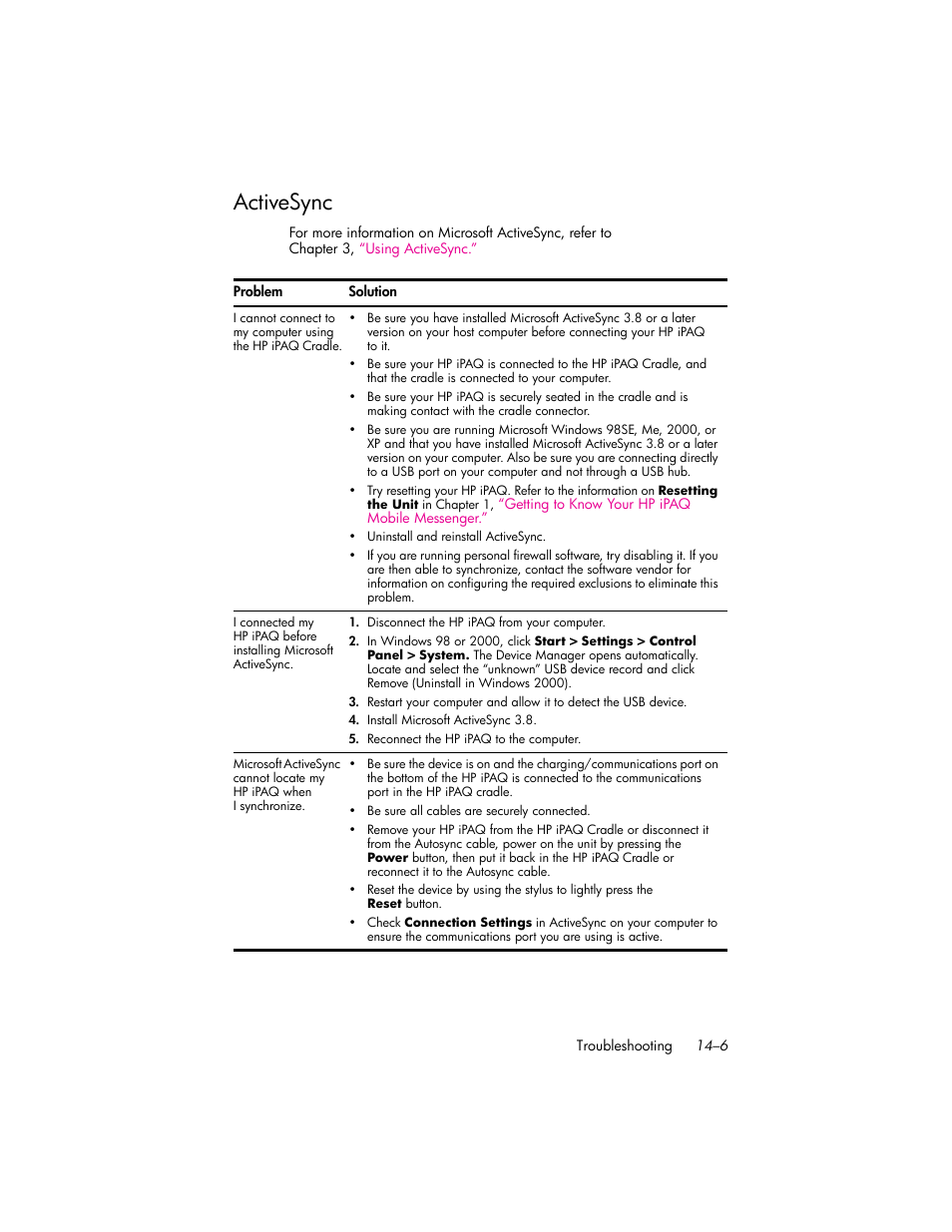 Activesync, Activesync –6 | HP iPAQ hw6500 User Manual | Page 148 / 170