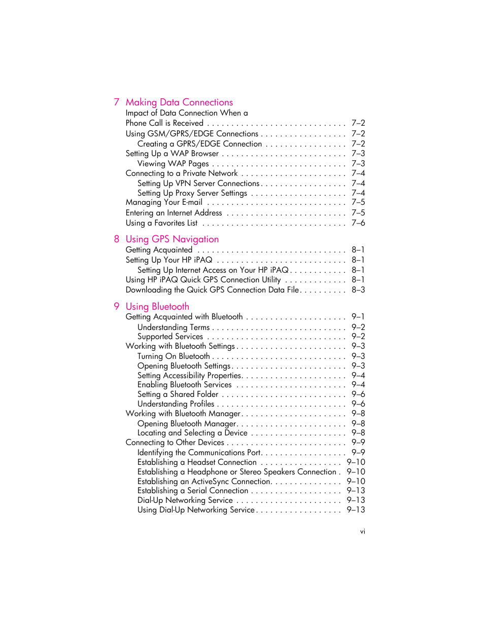 HP iPAQ hw6500 User Manual | Page 6 / 170