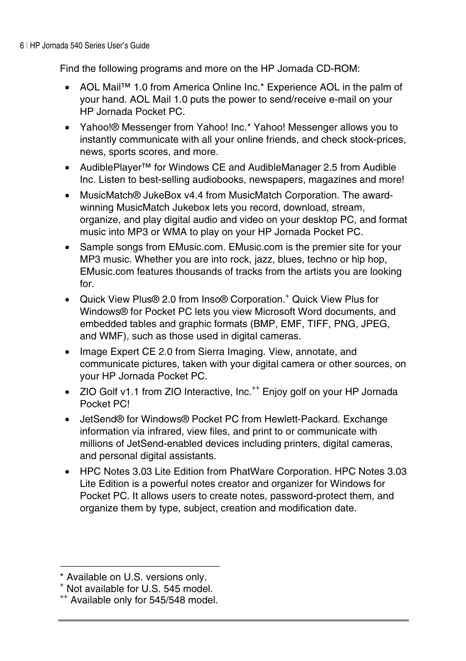 HP Jornada 540 Series User Manual | Page 10 / 135