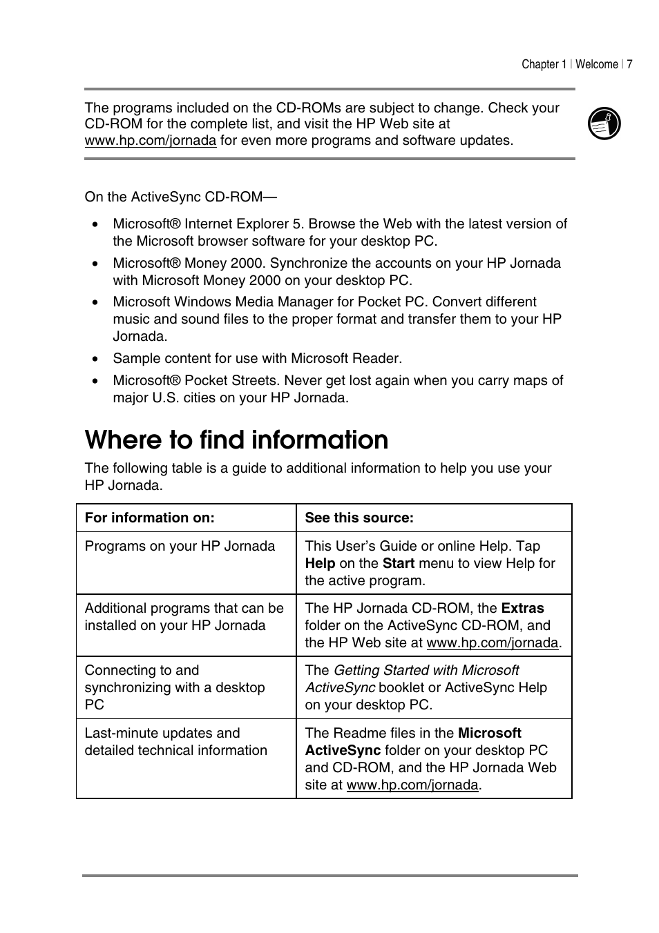 Where to find information | HP Jornada 540 Series User Manual | Page 11 / 135