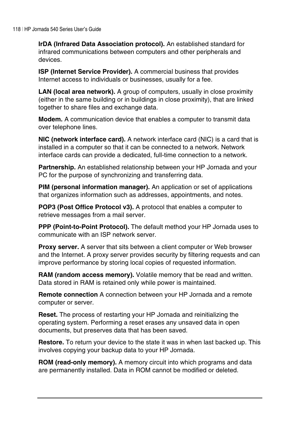 HP Jornada 540 Series User Manual | Page 122 / 135