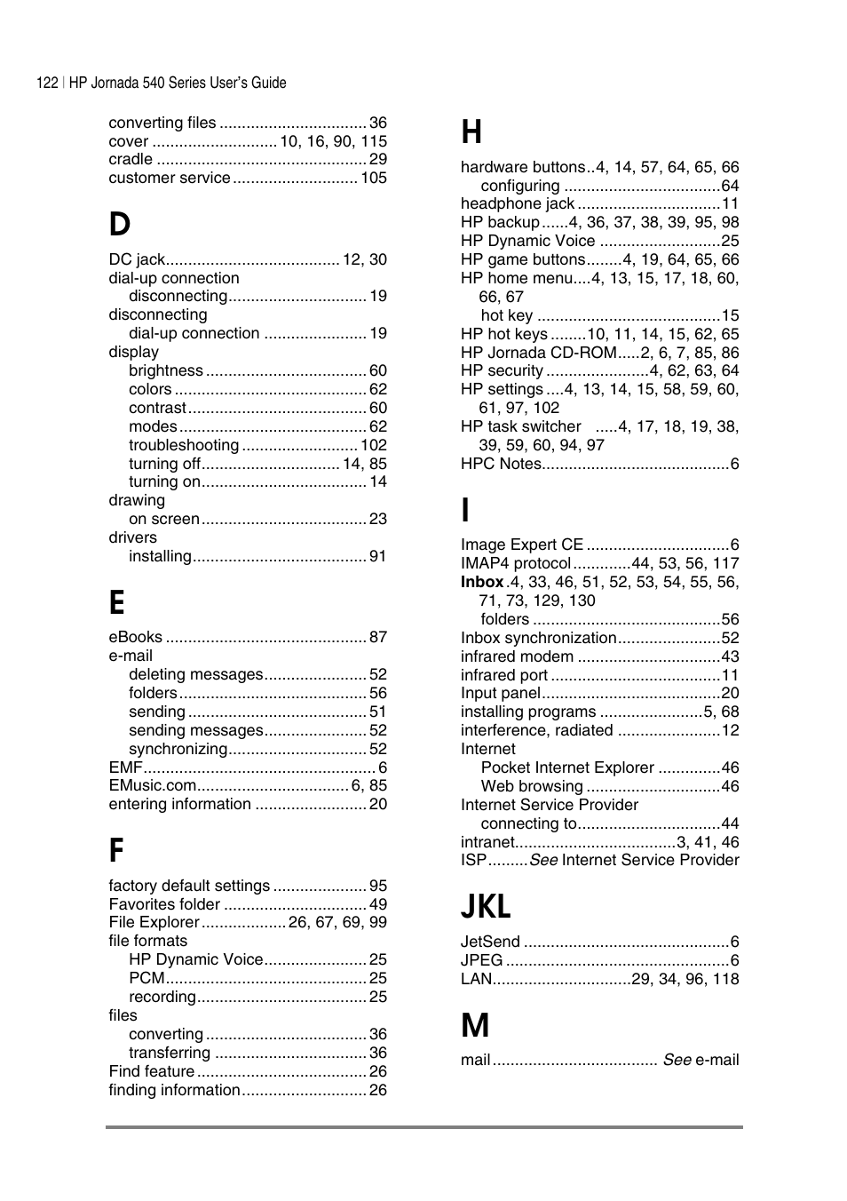 HP Jornada 540 Series User Manual | Page 126 / 135