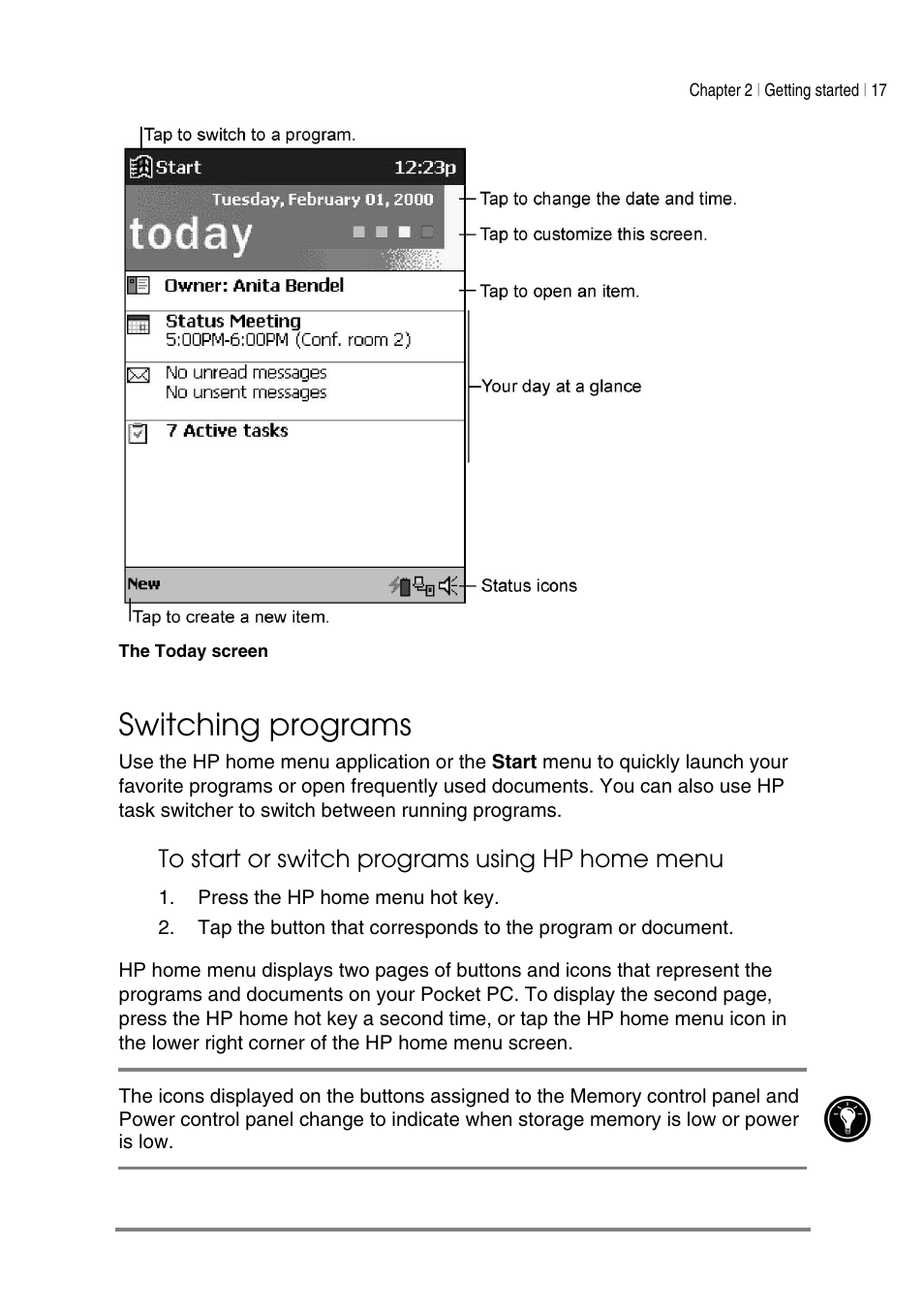 Switching programs | HP Jornada 540 Series User Manual | Page 21 / 135