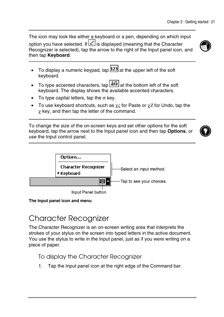Character recognizer | HP Jornada 540 Series User Manual | Page 25 / 135