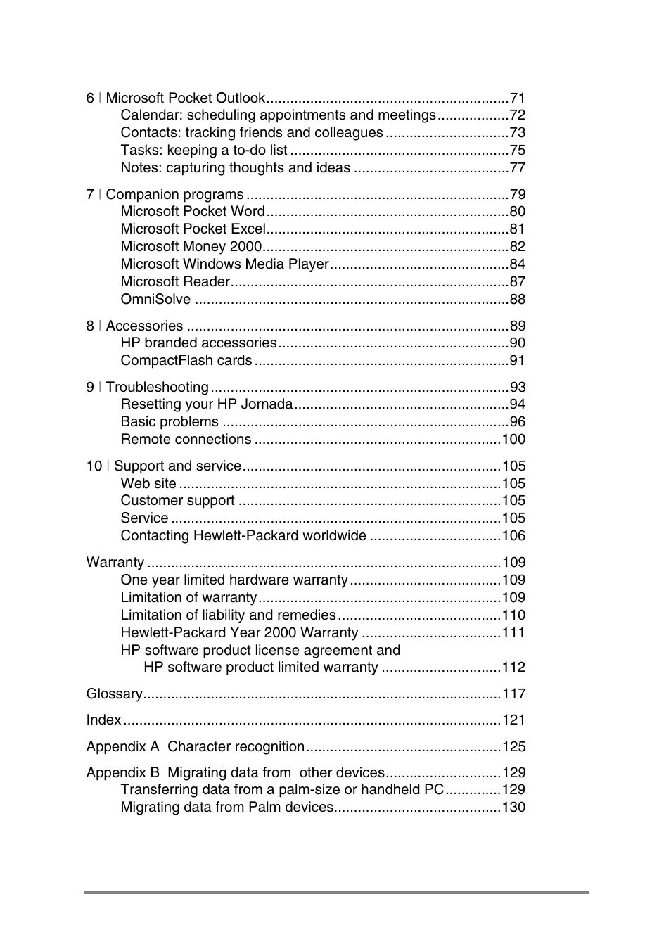 HP Jornada 540 Series User Manual | Page 4 / 135