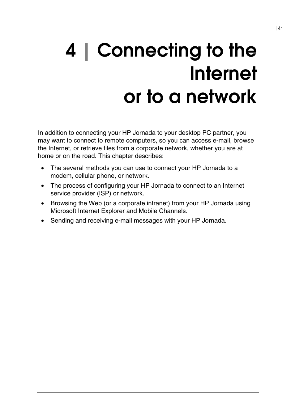 4| connecting to the internet or to a network | HP Jornada 540 Series User Manual | Page 45 / 135
