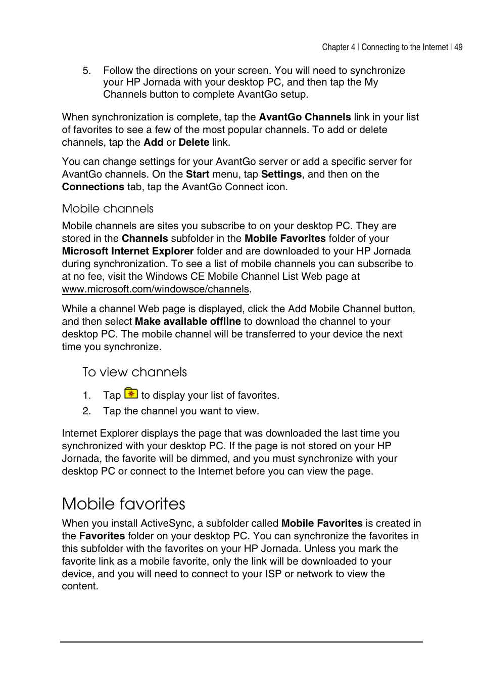 Mobile favorites | HP Jornada 540 Series User Manual | Page 53 / 135