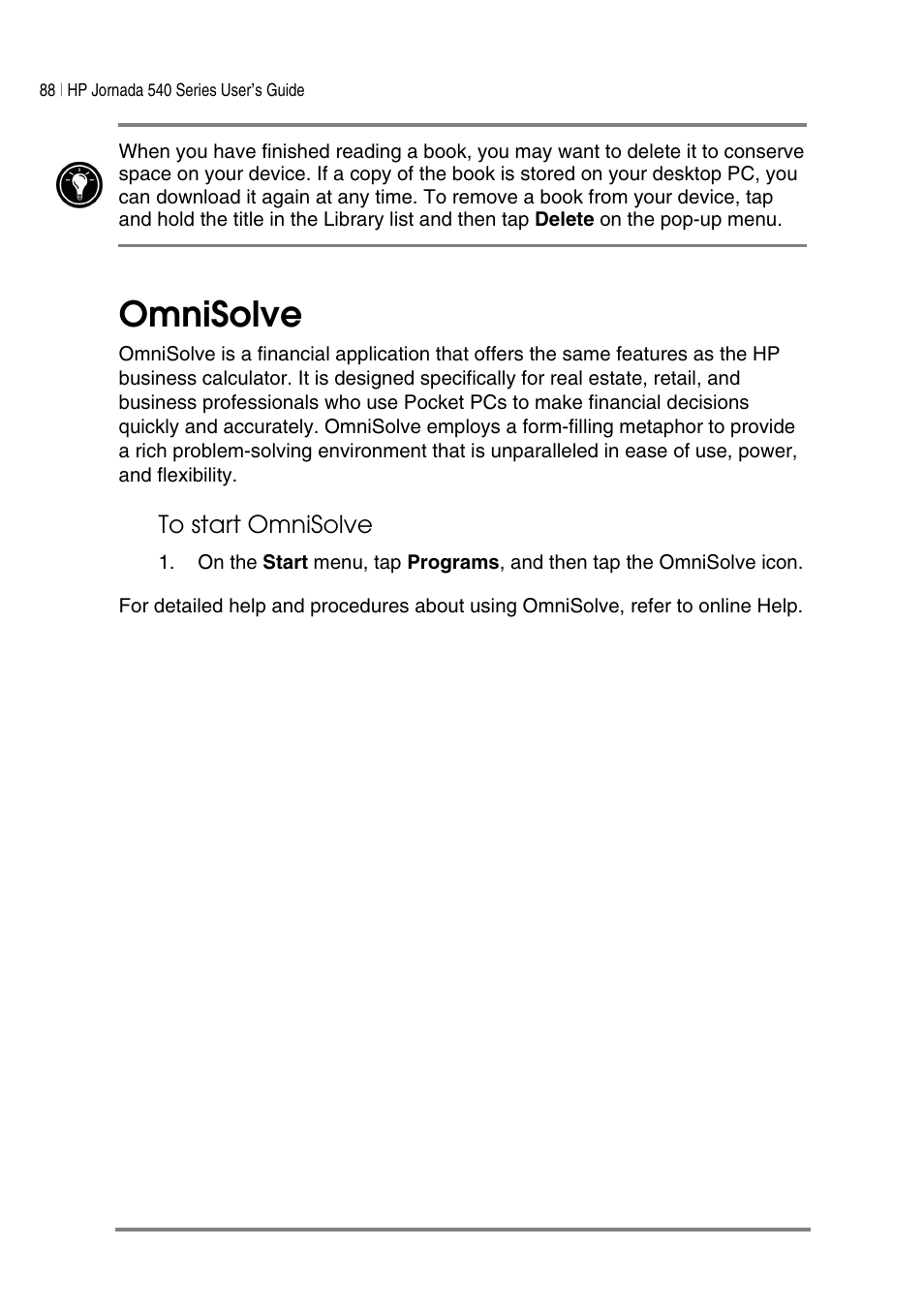 Omnisolve | HP Jornada 540 Series User Manual | Page 92 / 135