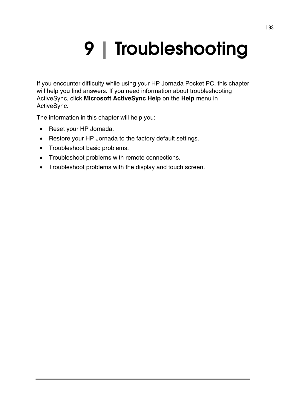 9| troubleshooting | HP Jornada 540 Series User Manual | Page 97 / 135
