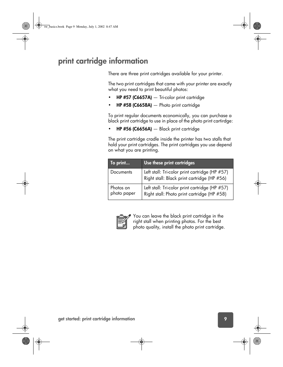 Print cartridge information | HP 7150 User Manual | Page 13 / 48