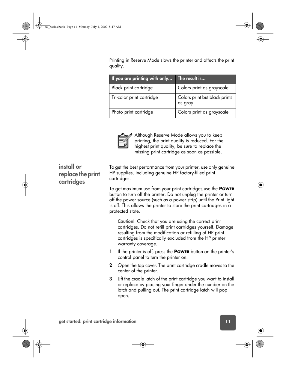 Install or replace the print cartridges | HP 7150 User Manual | Page 15 / 48