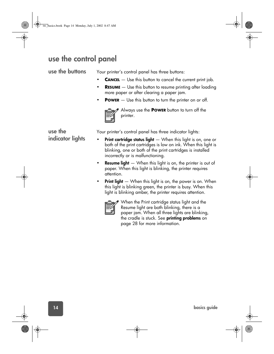 Use the control panel, Use the buttons, Use the indicator lights | Use the buttons use the indicator lights | HP 7150 User Manual | Page 18 / 48