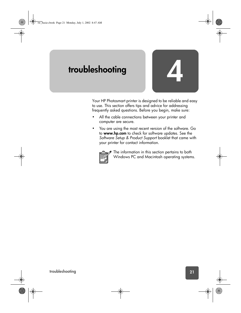 Troubleshooting, 4 troubleshooting | HP 7150 User Manual | Page 25 / 48