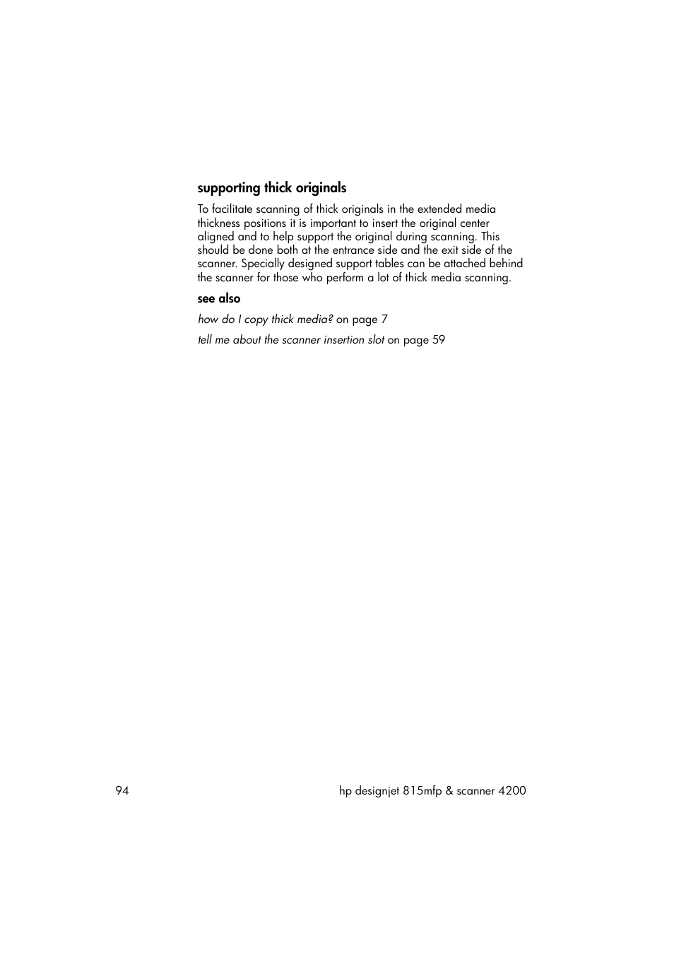 Supporting thick originals | HP 815MFP User Manual | Page 100 / 110