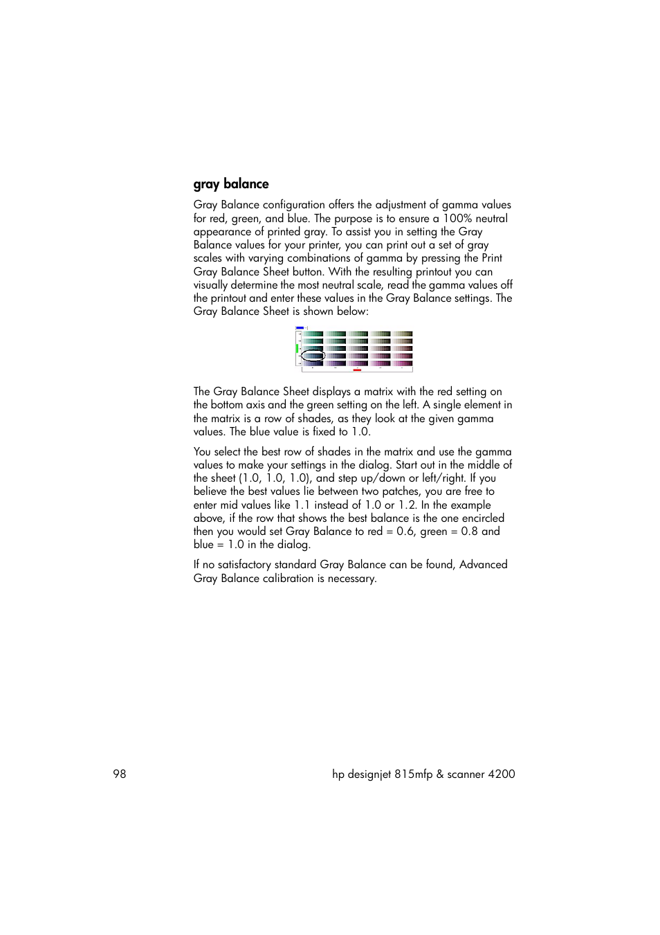 Gray balance | HP 815MFP User Manual | Page 104 / 110