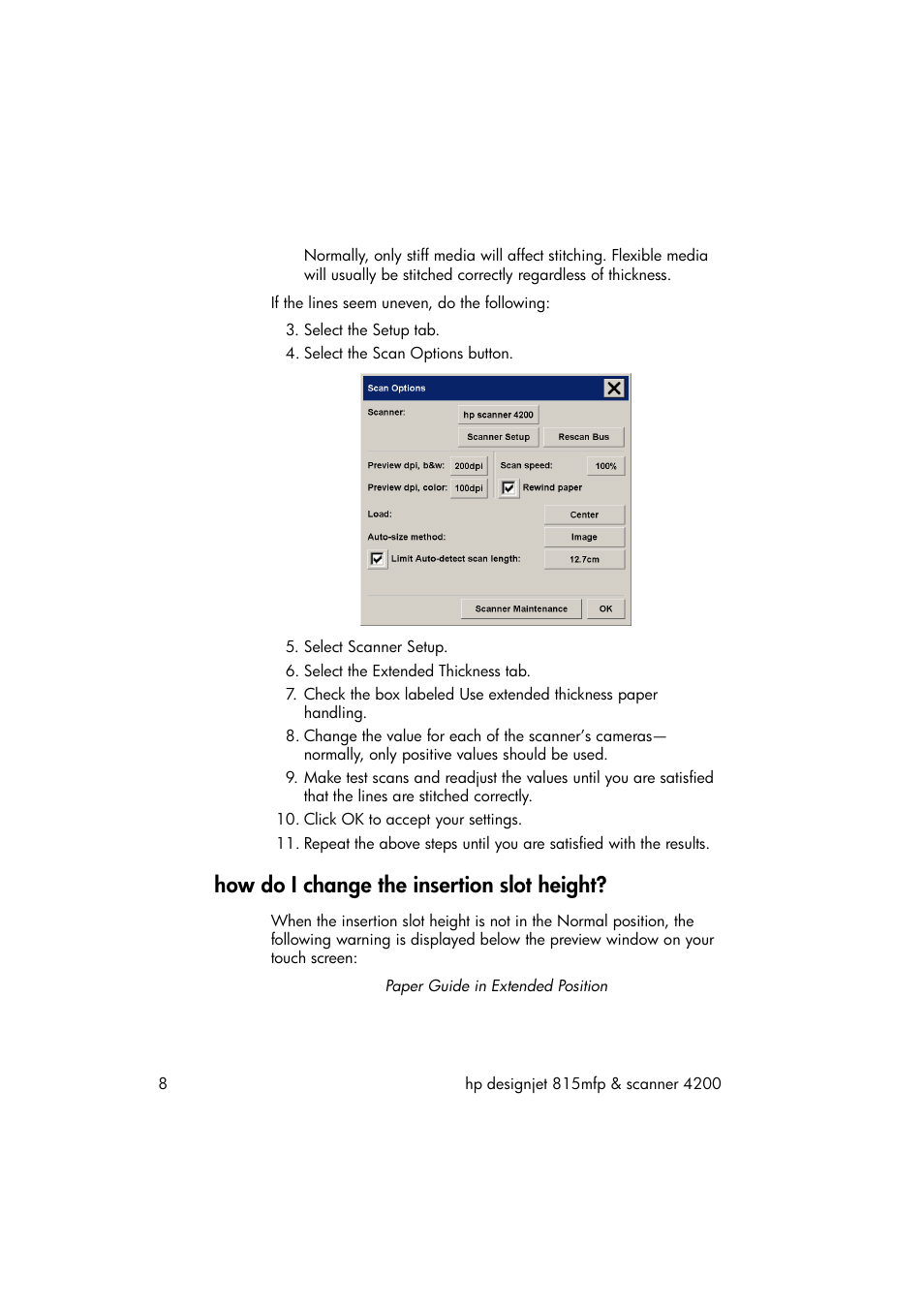 How do i change the insertion slot height | HP 815MFP User Manual | Page 14 / 110