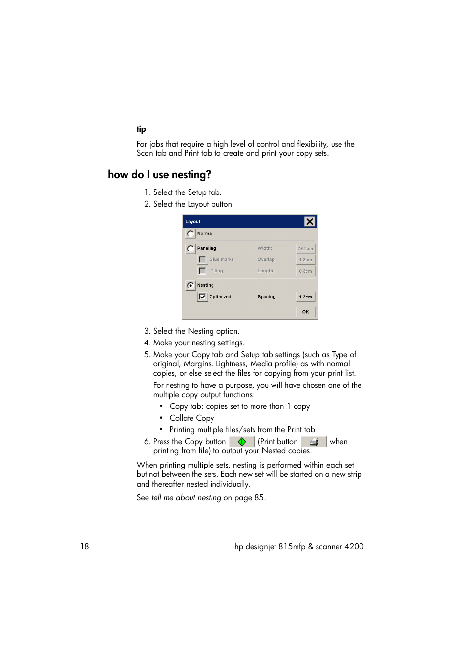 How do i use nesting | HP 815MFP User Manual | Page 24 / 110