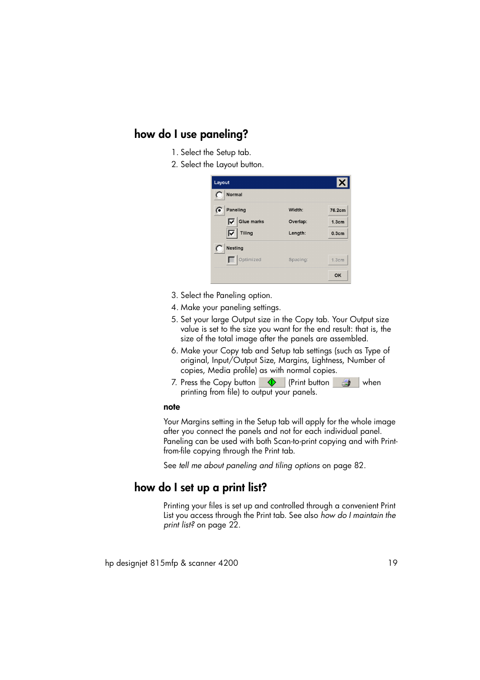 How do i use paneling, How do i set up a print list | HP 815MFP User Manual | Page 25 / 110