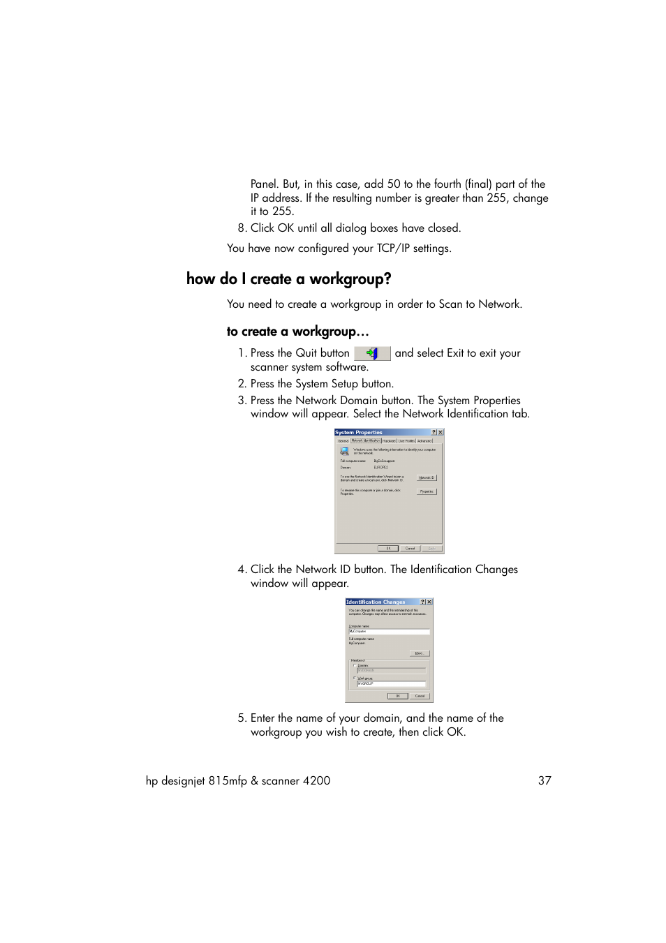 How do i create a workgroup, To create a workgroup | HP 815MFP User Manual | Page 43 / 110