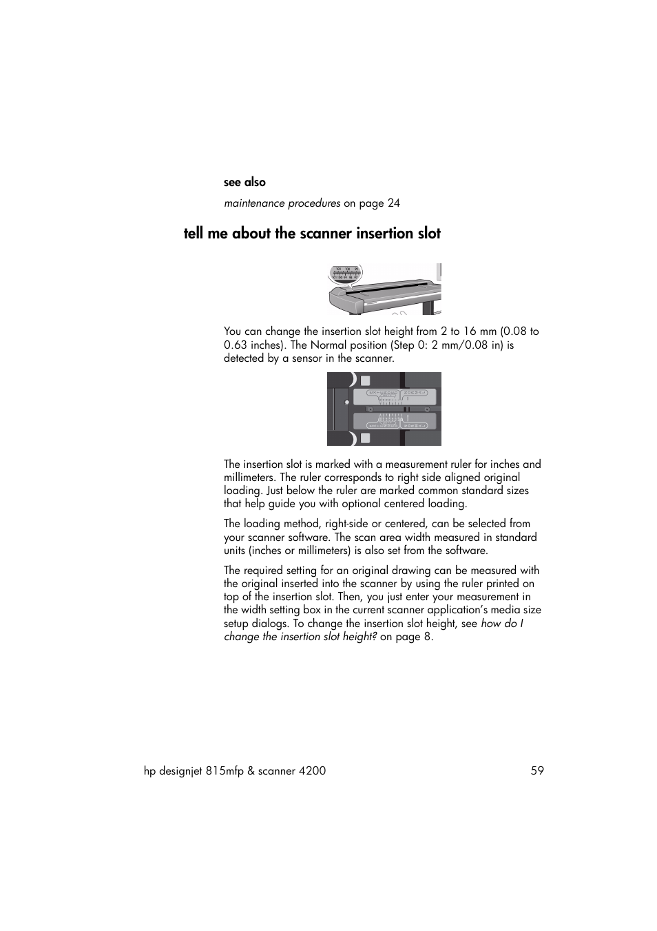 Tell me about the scanner insertion slot | HP 815MFP User Manual | Page 65 / 110