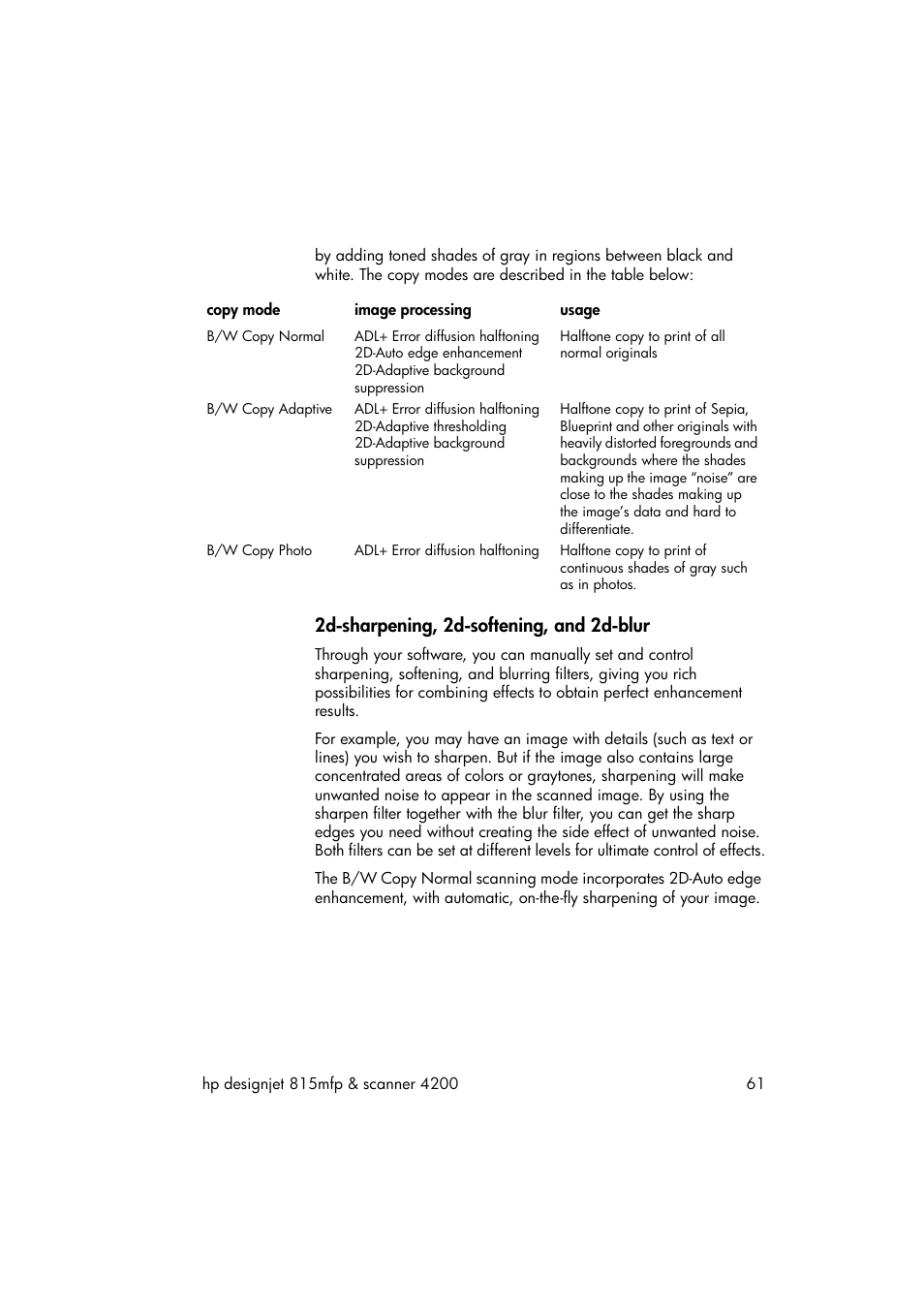 2d-sharpening, 2d-softening, and 2d-blur | HP 815MFP User Manual | Page 67 / 110