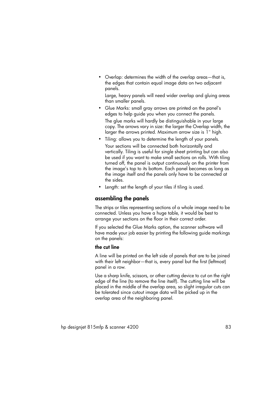 Assembling the panels | HP 815MFP User Manual | Page 89 / 110