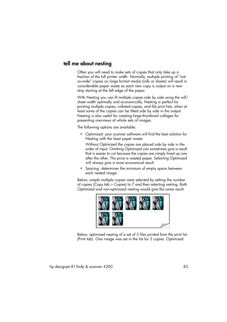 Tell me about nesting | HP 815MFP User Manual | Page 91 / 110