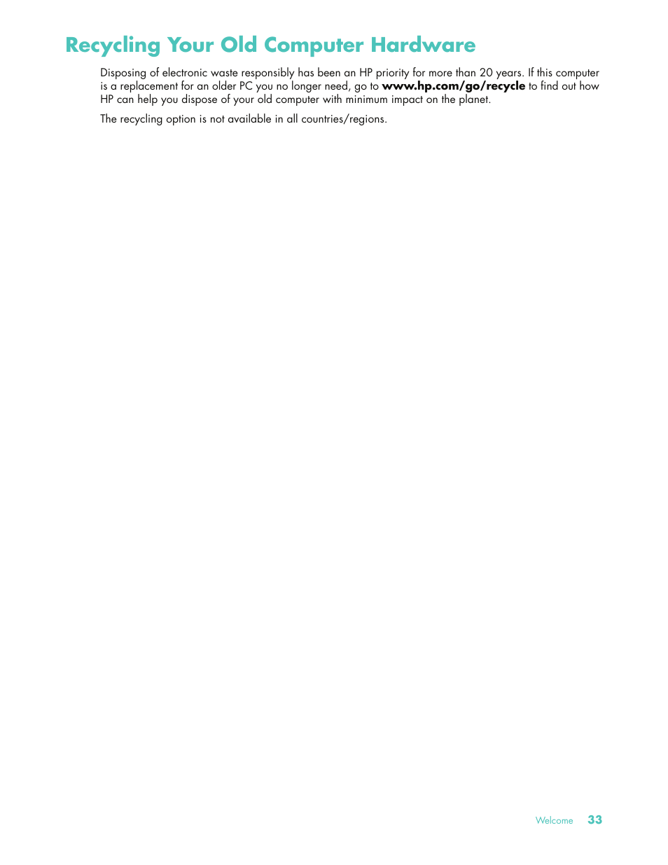Recycling your old computer hardware | HP 575611-001 User Manual | Page 39 / 76