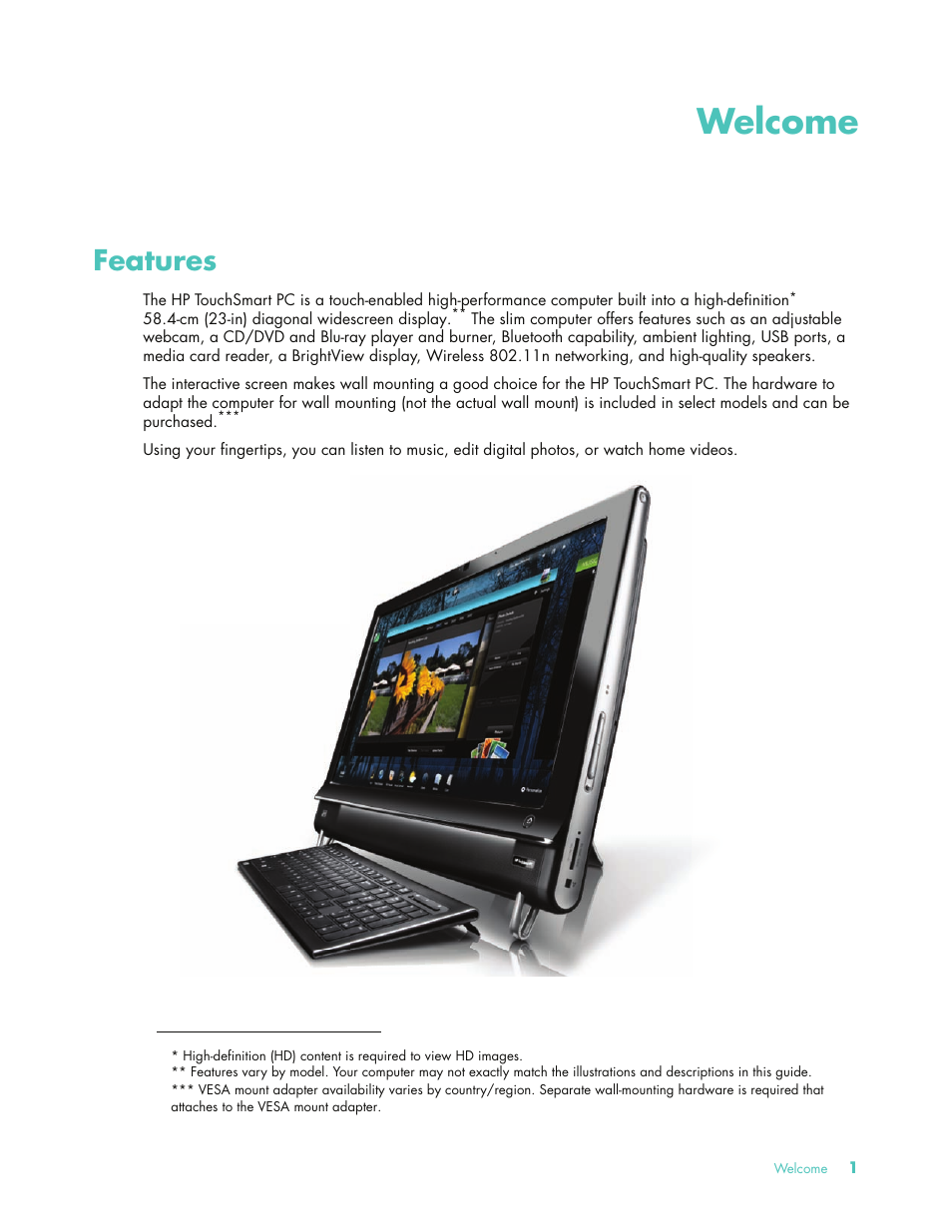 Welcome, Features | HP 575611-001 User Manual | Page 7 / 76