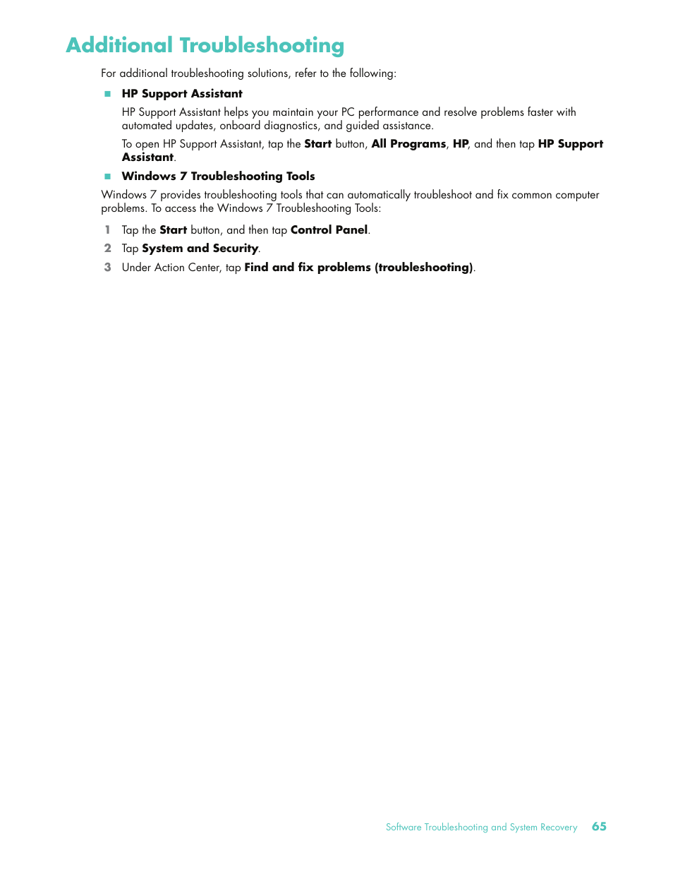 Additional troubleshooting | HP 575611-001 User Manual | Page 71 / 76