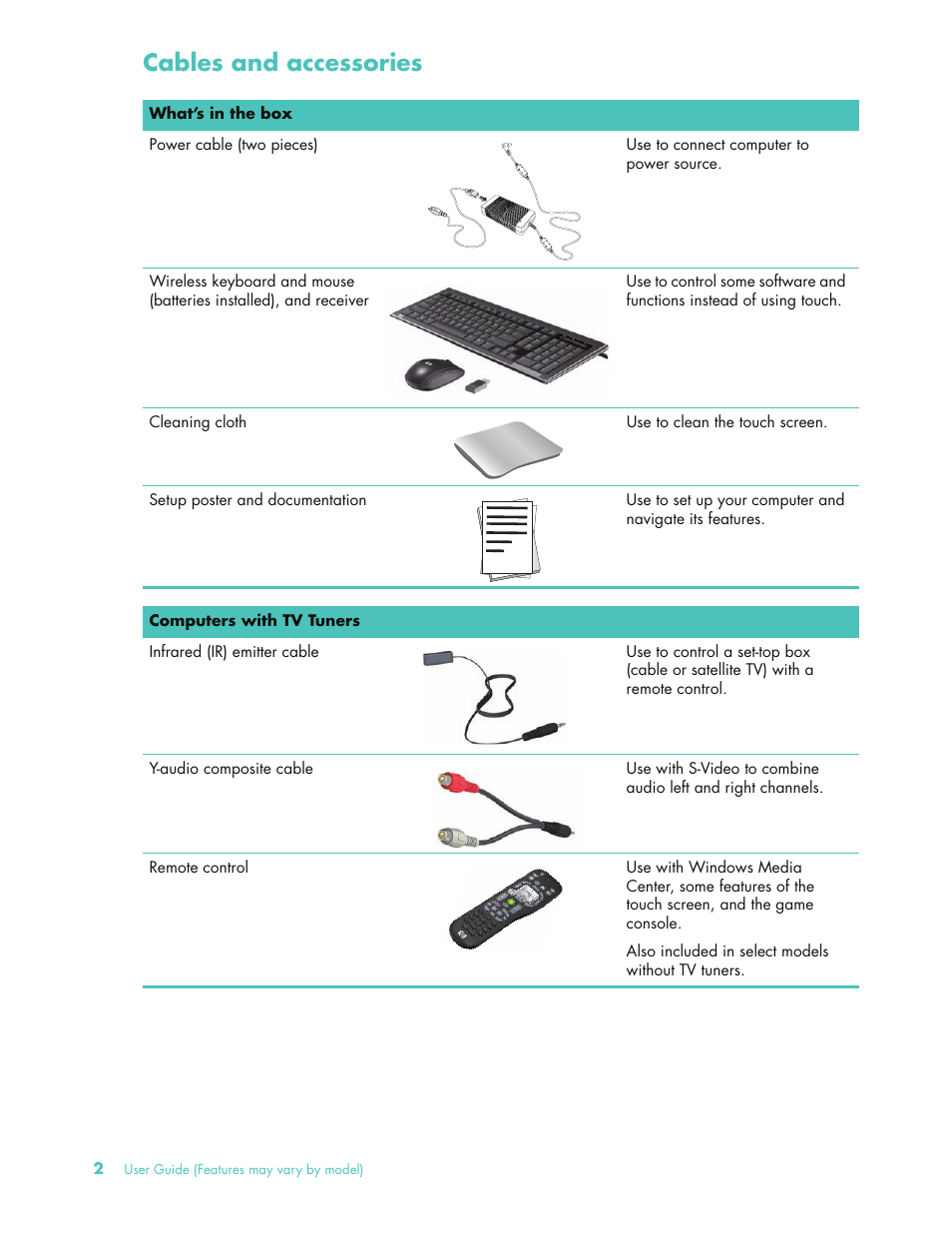 Cables and accessories | HP 575611-001 User Manual | Page 8 / 76