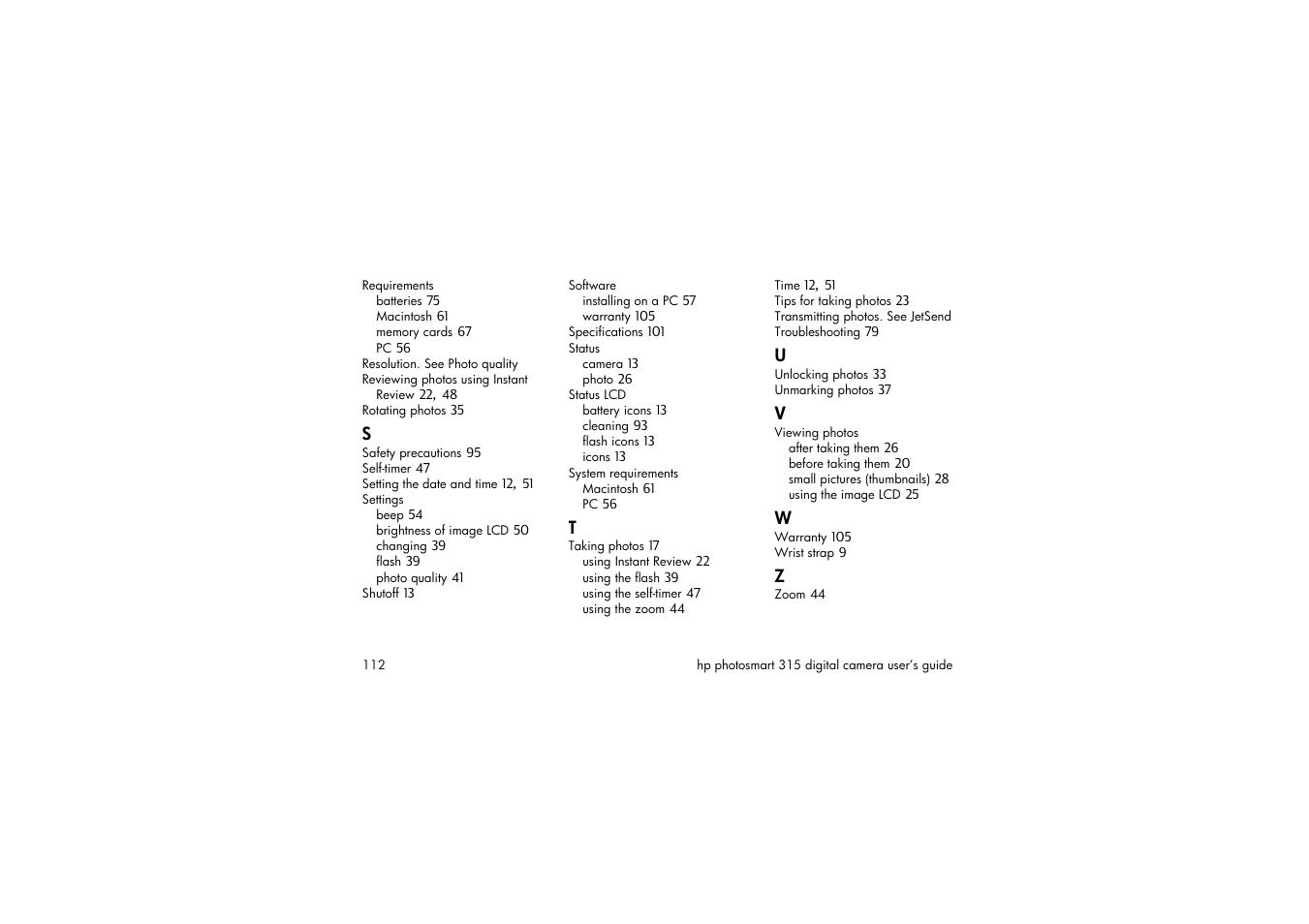 HP 315 User Manual | Page 112 / 112