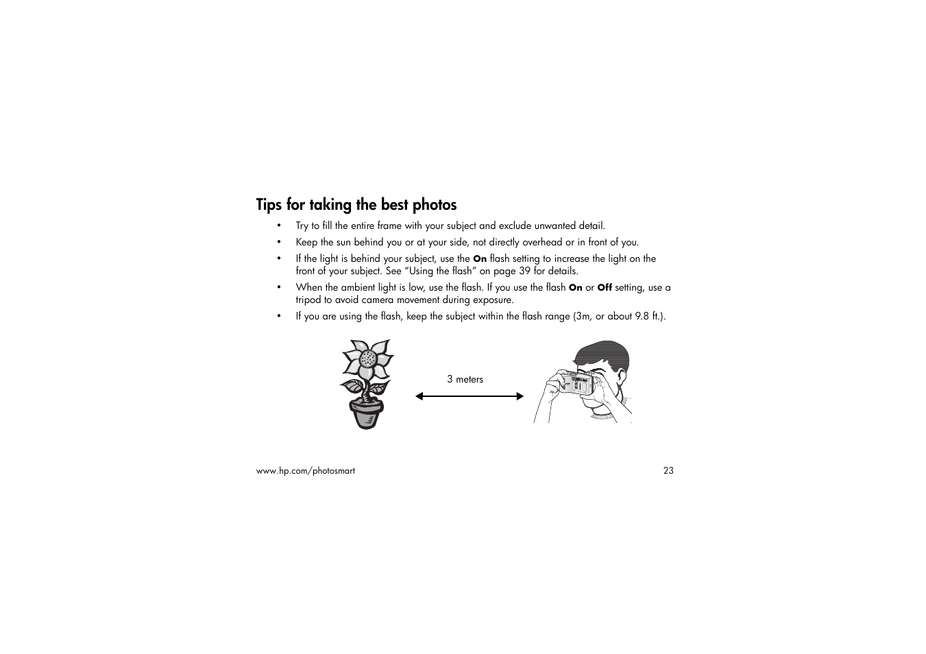 Tips for taking the best photos | HP 315 User Manual | Page 23 / 112