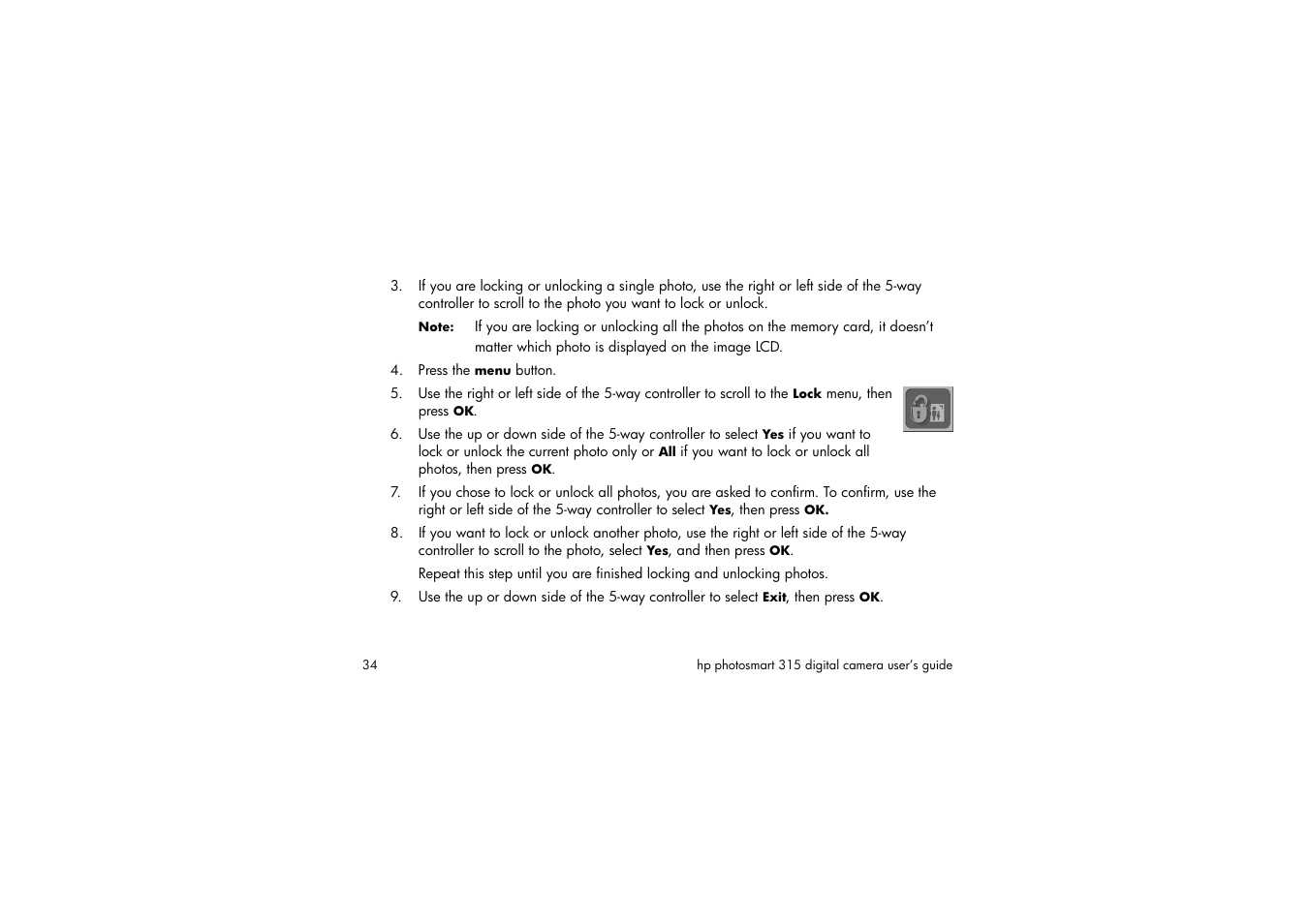Press the menu button | HP 315 User Manual | Page 34 / 112