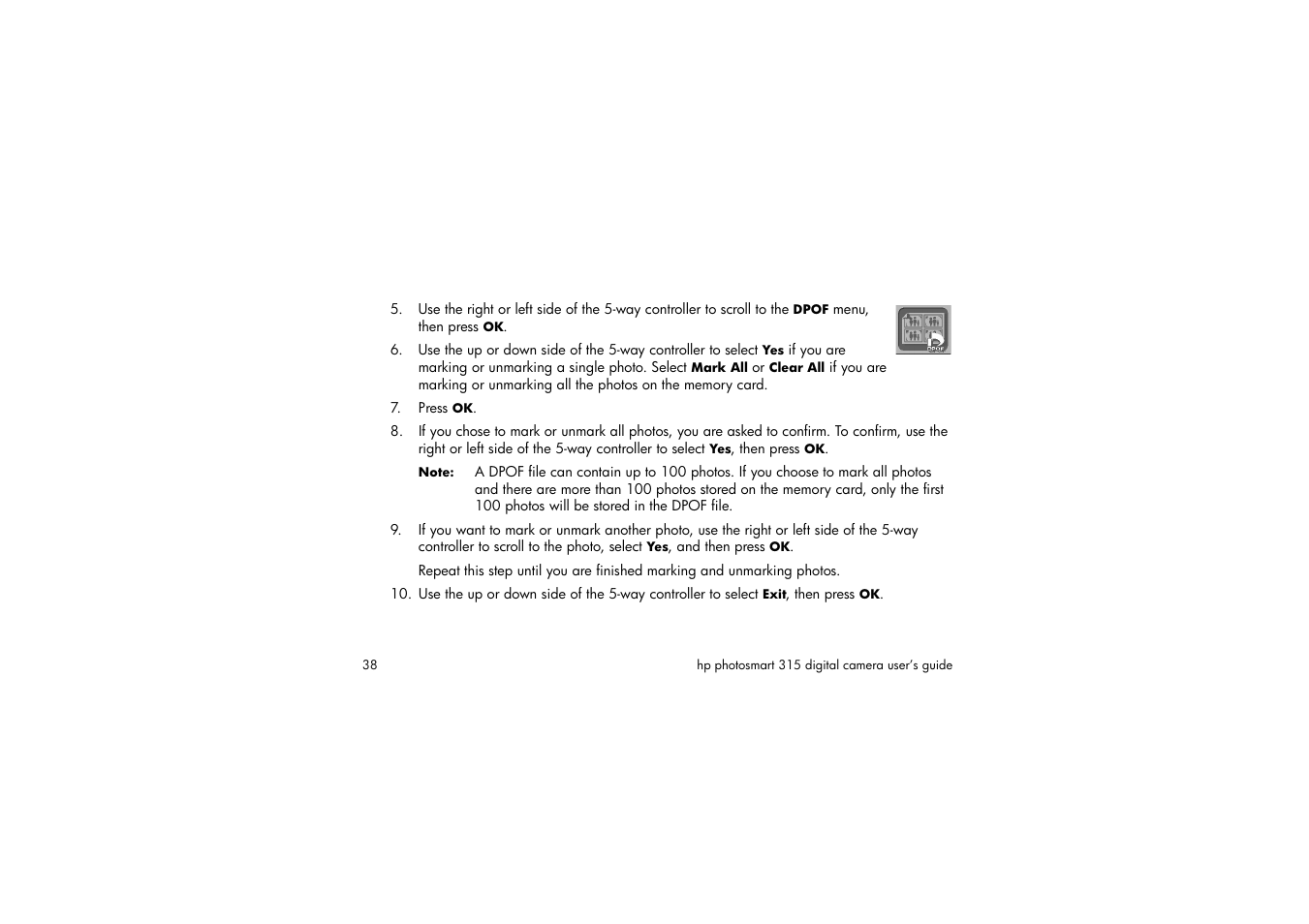 Press ok | HP 315 User Manual | Page 38 / 112