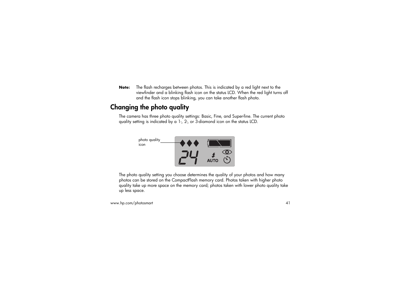 Changing the photo quality | HP 315 User Manual | Page 41 / 112