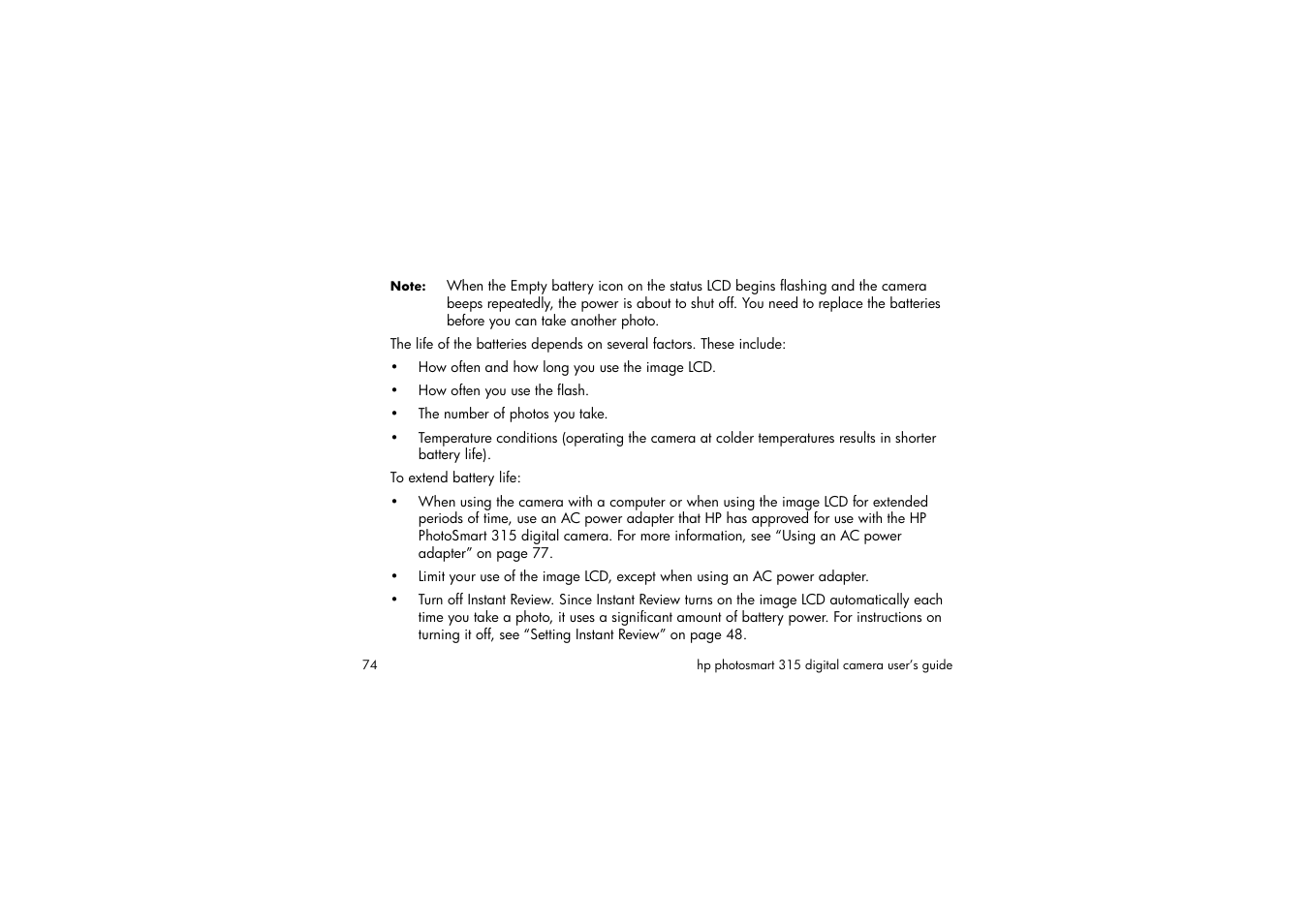 HP 315 User Manual | Page 74 / 112