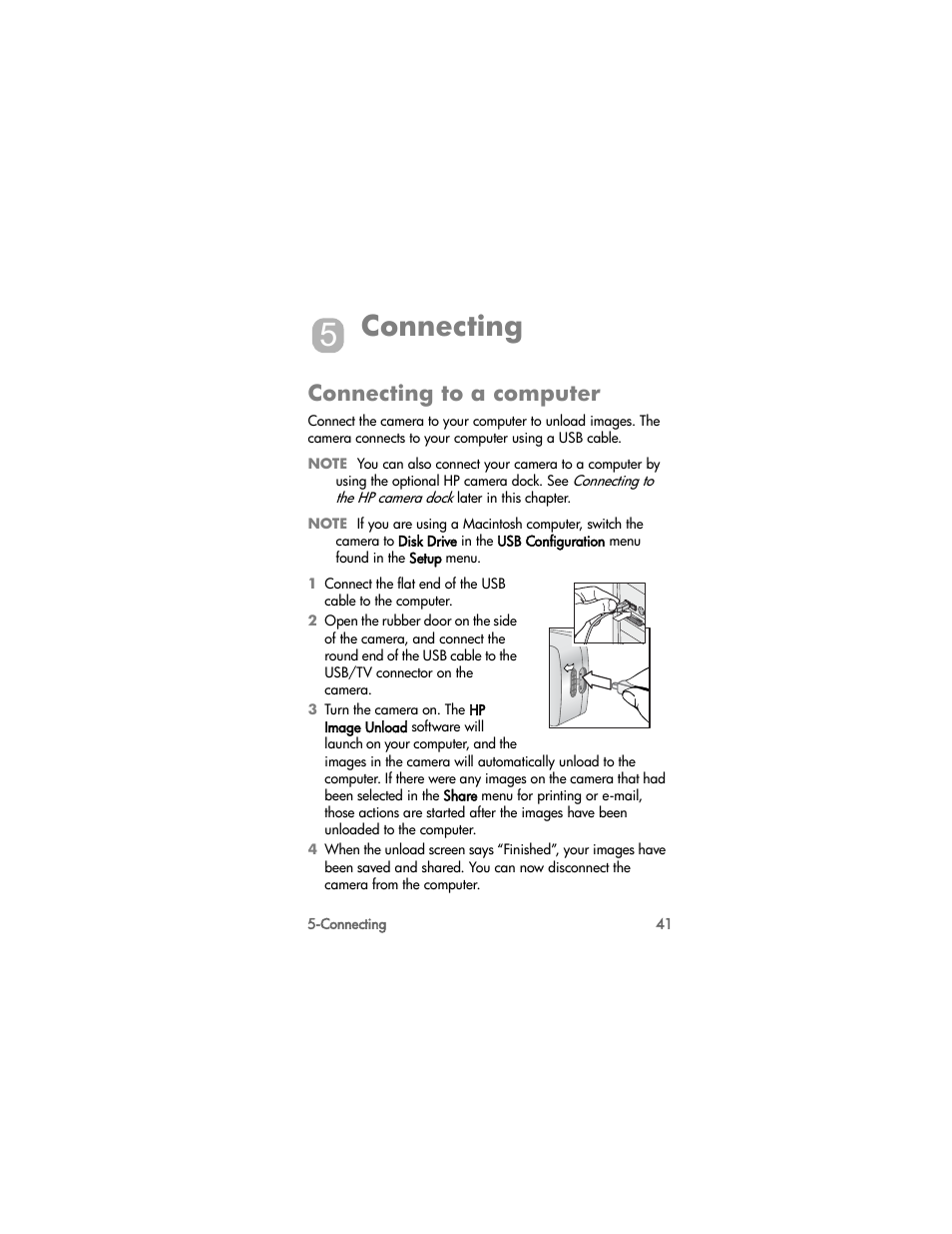 Connecting, Connecting to a computer | HP PhotoSmart 812 User Manual | Page 41 / 88