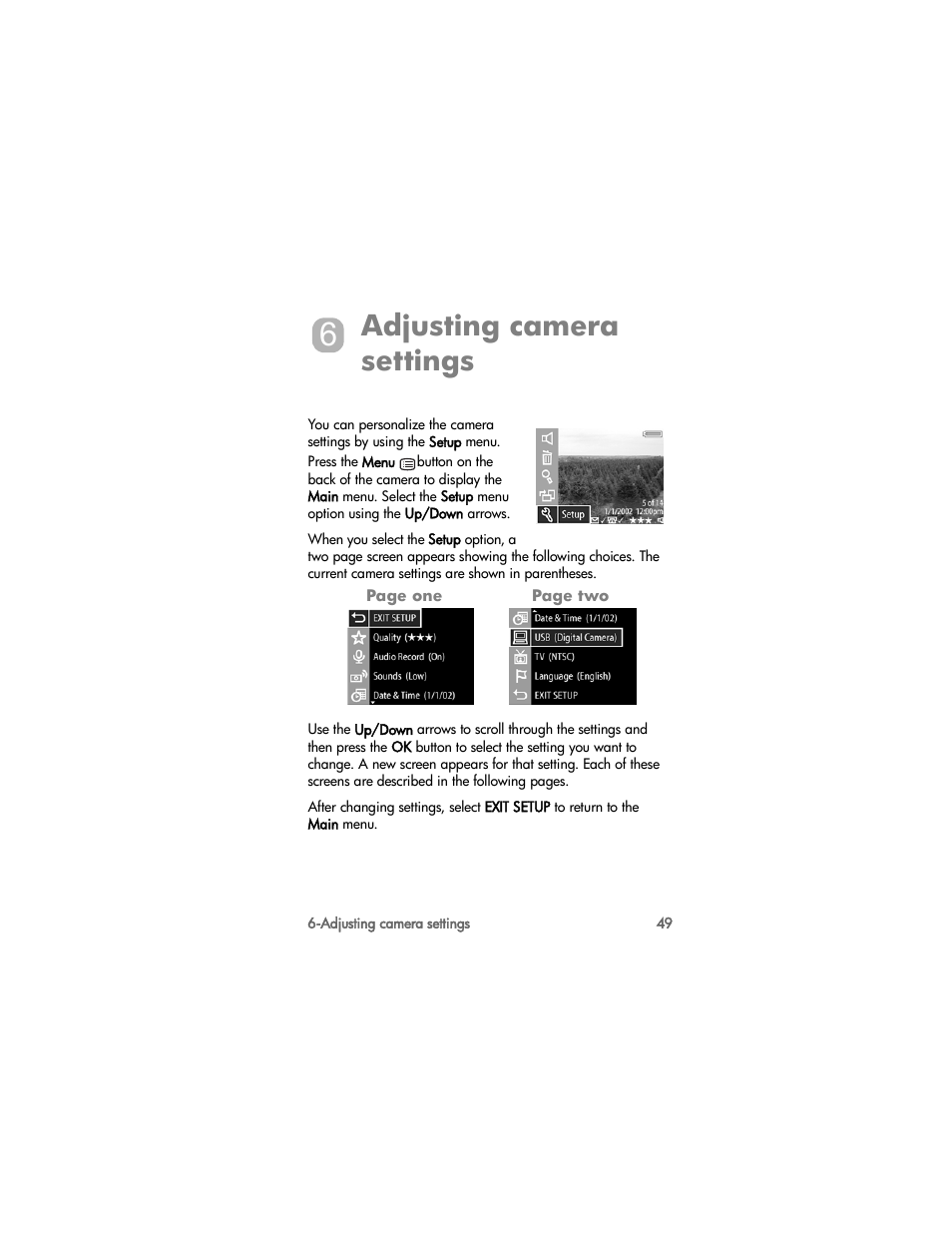 Adjusting camera settings | HP PhotoSmart 812 User Manual | Page 49 / 88