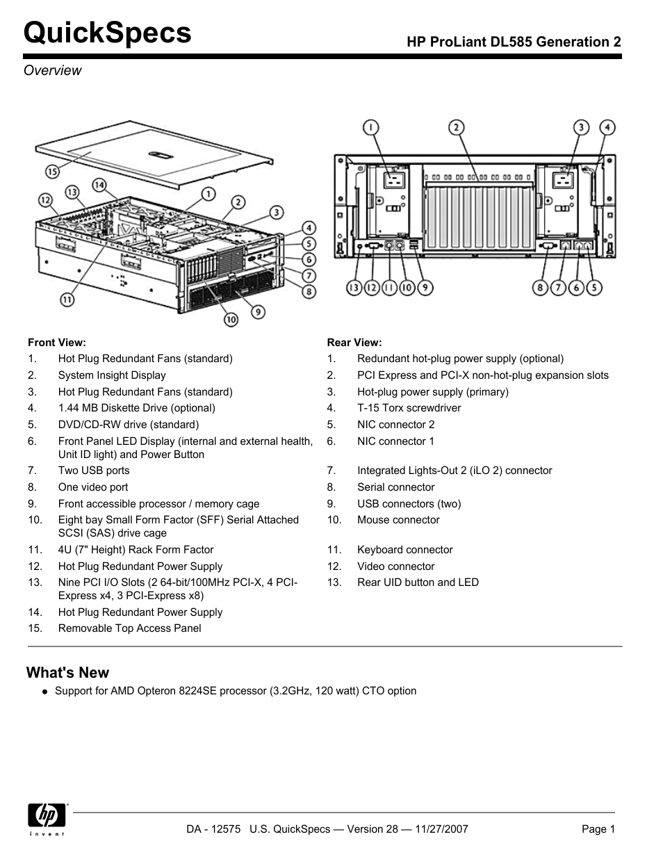 HP DL585 User Manual | 45 pages