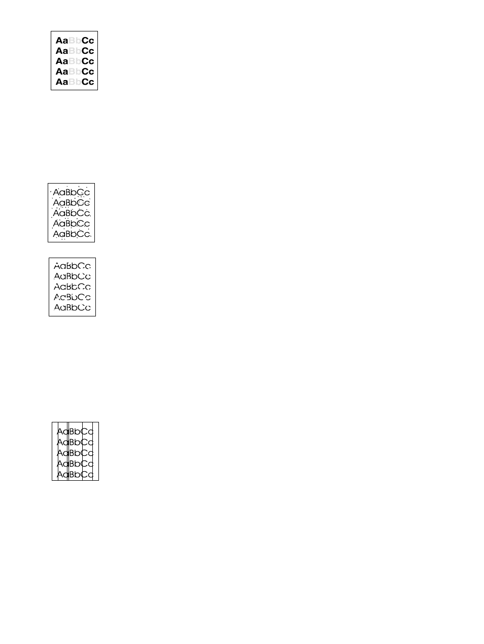 Light print or fade, Toner specks, Dropouts | Vertical lines | HP 1500 Series User Manual | Page 75 / 130