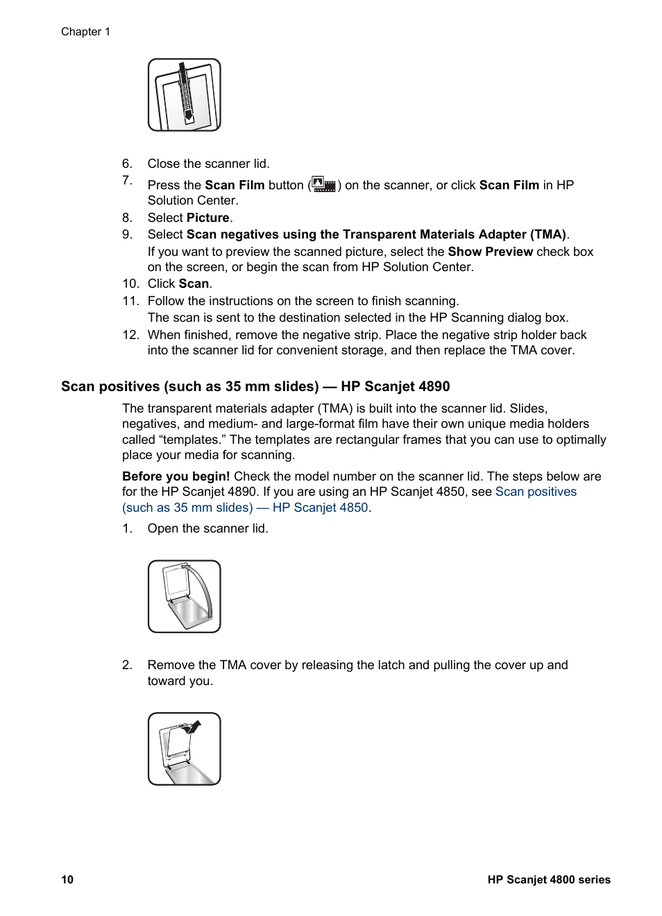 Scan positives, Such as 35 mm slides) — hp scanjet 4890 | HP 4800 Series User Manual | Page 13 / 27