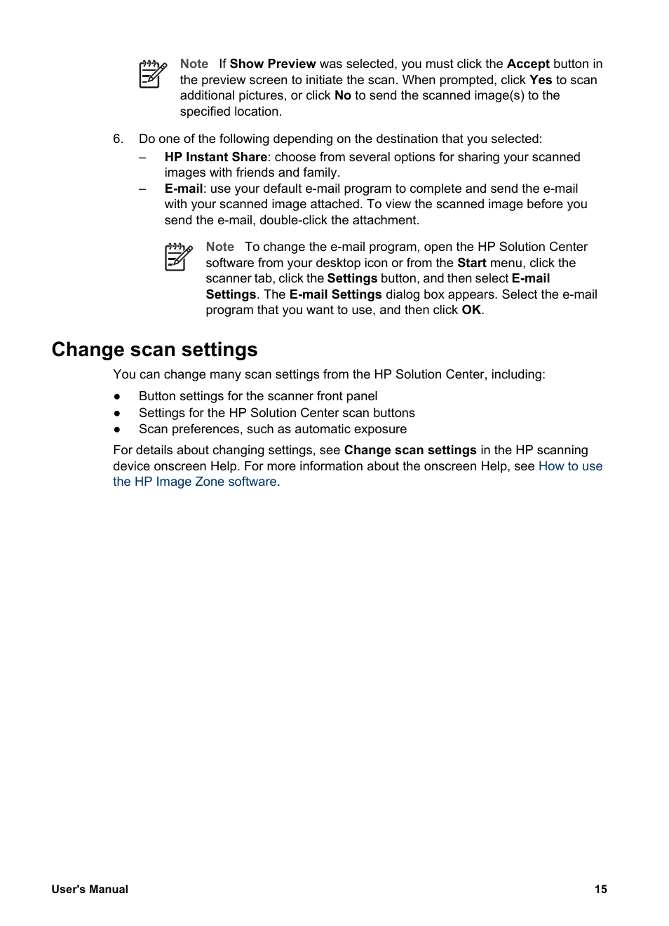 Change scan settings | HP 4800 Series User Manual | Page 18 / 27