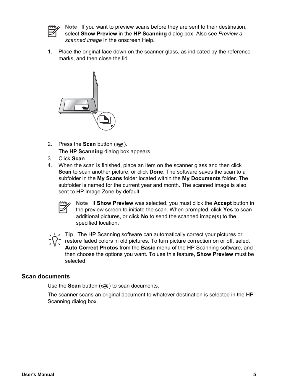 Scan documents | HP 4800 Series User Manual | Page 8 / 27