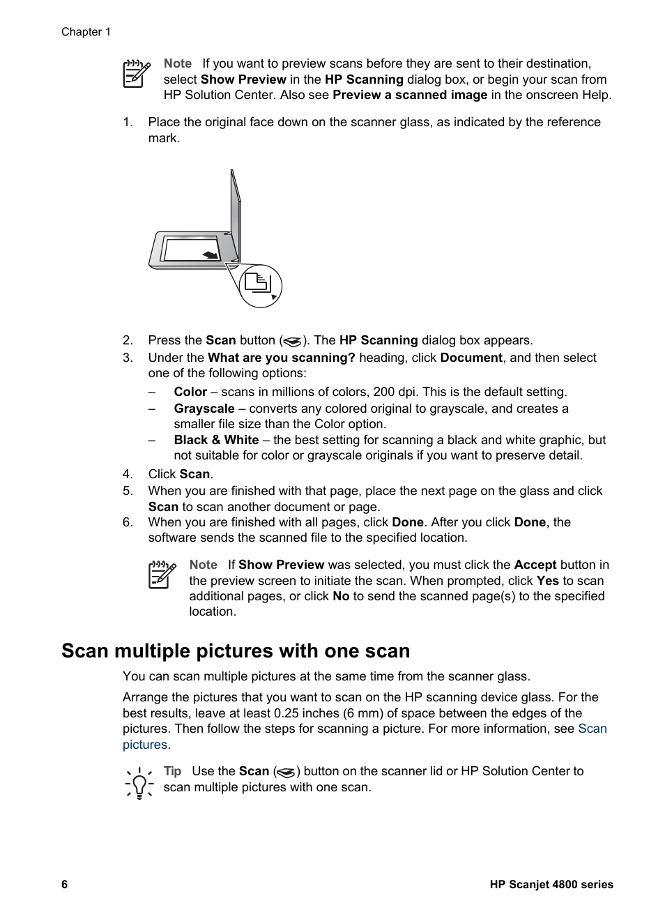 Scan multiple pictures with one scan | HP 4800 Series User Manual | Page 9 / 27
