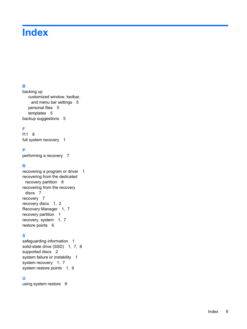 Index | HP CQ45-323TX User Manual | Page 13 / 14