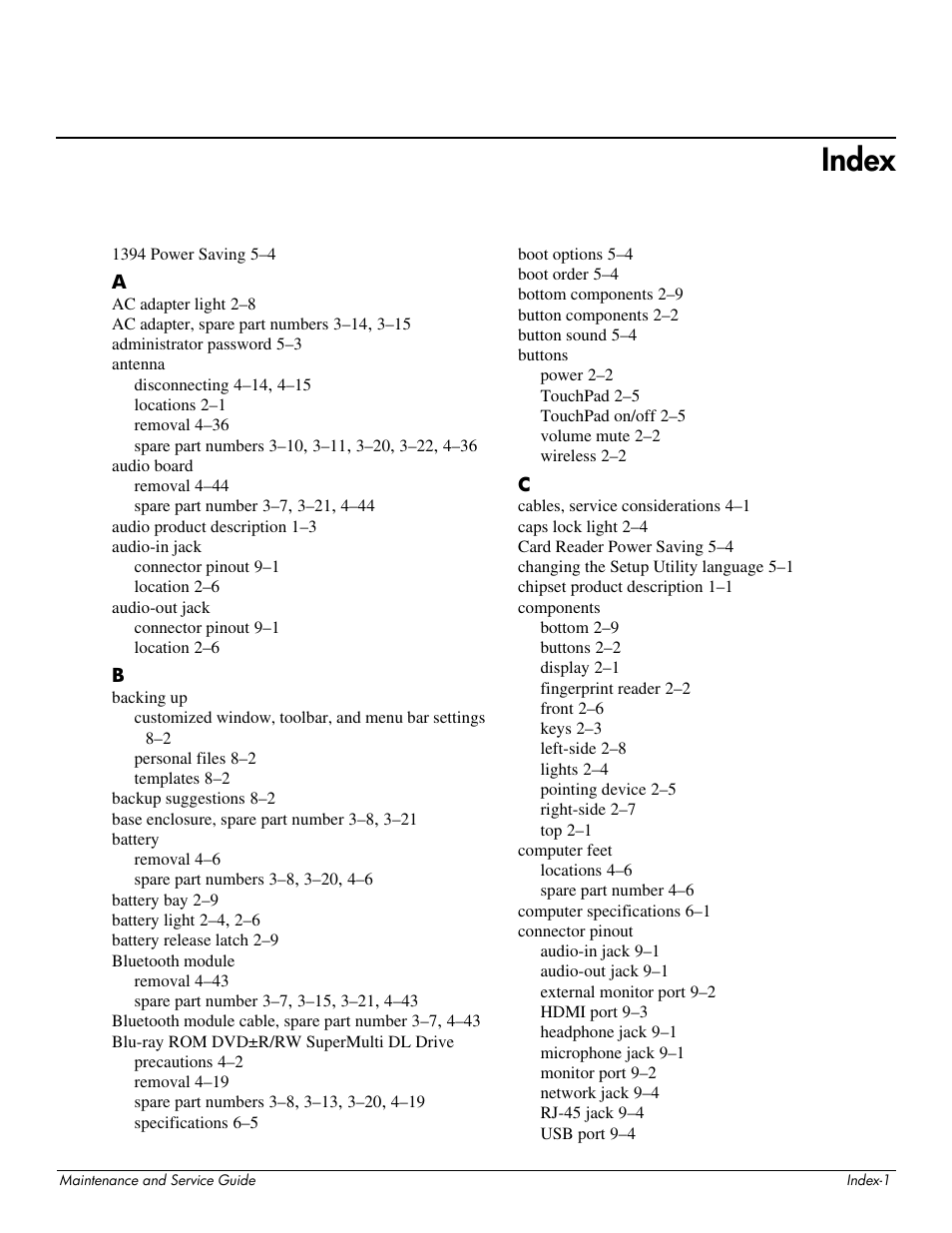 Index | HP 512424-001 User Manual | Page 150 / 154