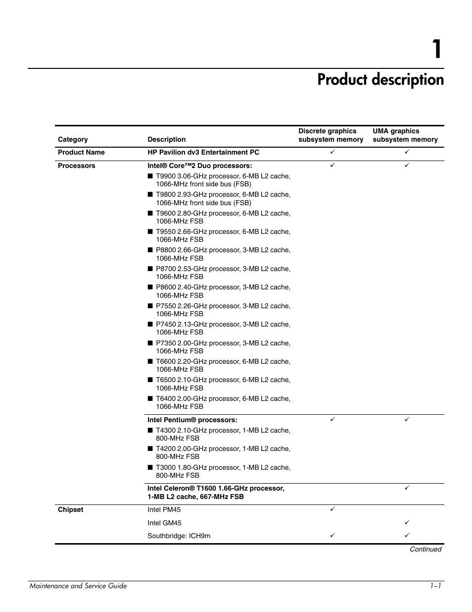 Product description, 1 product description | HP 512424-001 User Manual | Page 7 / 154